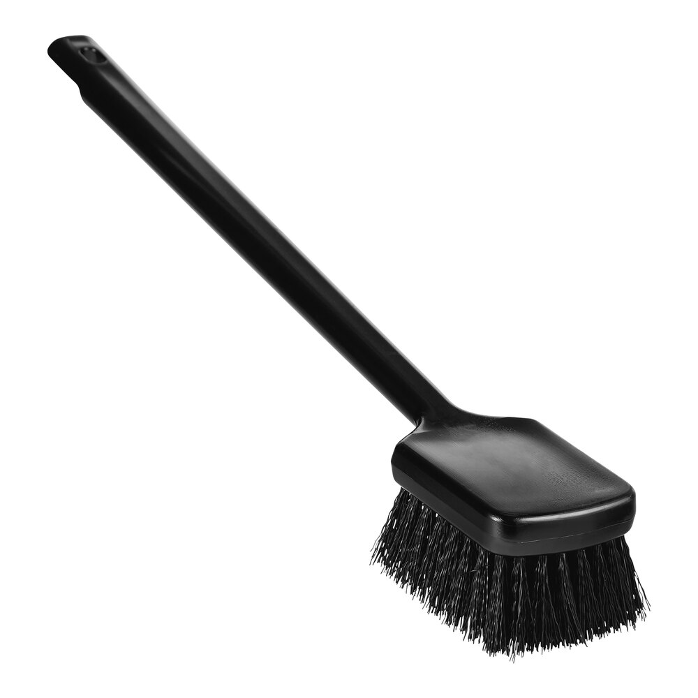 Vikan ColorCore 410819 19 15/16" Black Washing Brush with Stiff Bristles and Long Handle