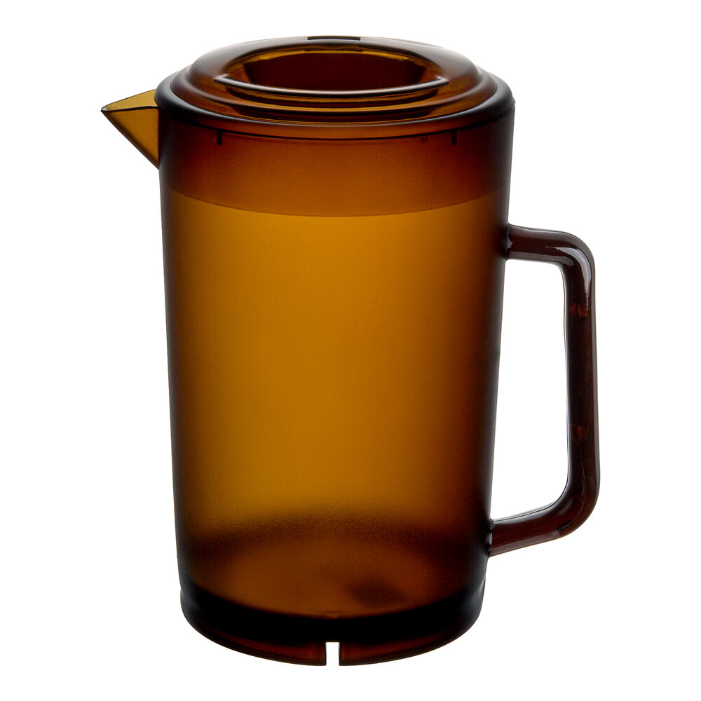GET P-3064-1-A 64 oz. Customizable Amber SAN Textured Pitcher with Lid