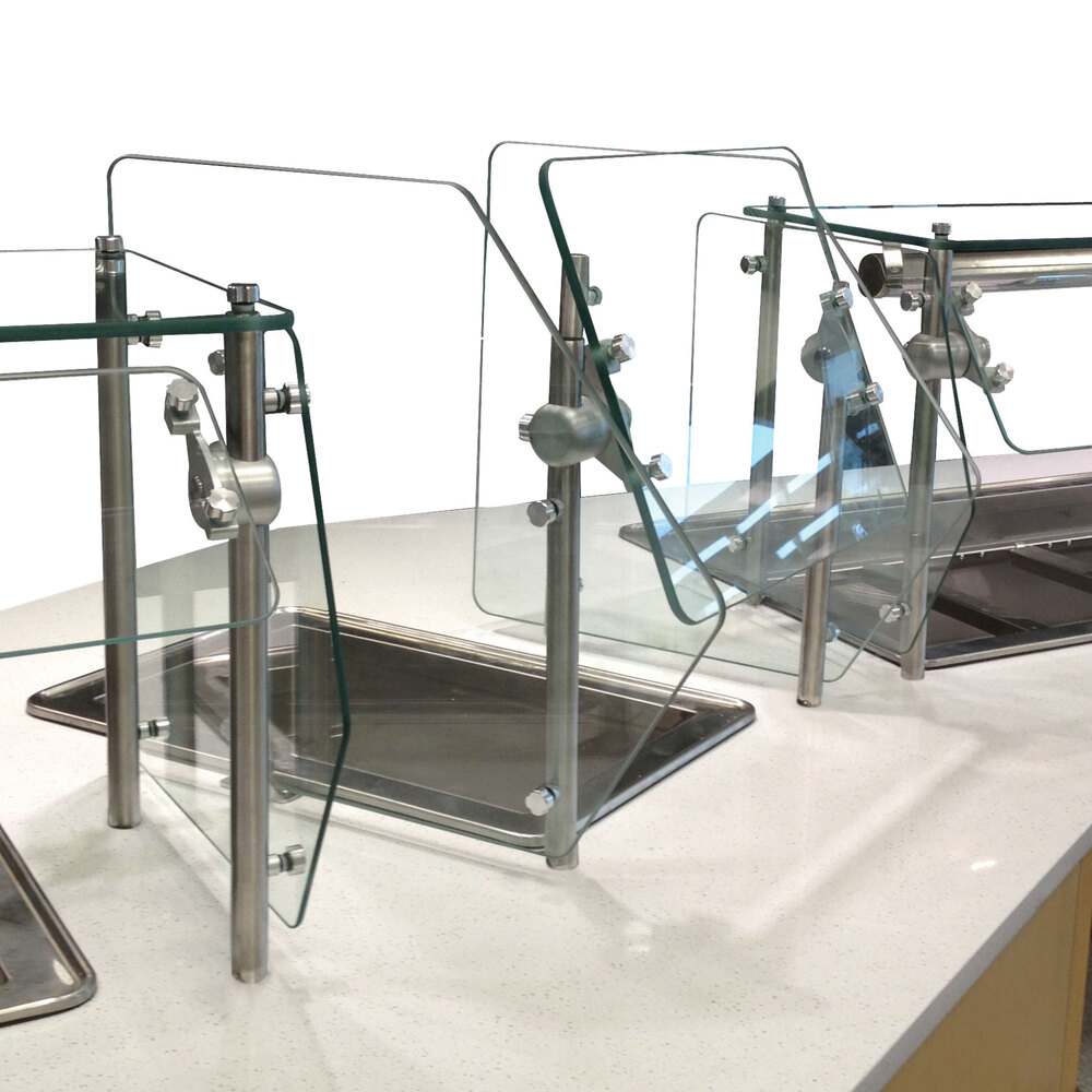 Advance Tabco Sleek Shield GS-84 Single Tier Self Service Food Shield with Dual Front Glass - 85 3/4" x 21 7/8" x 22"