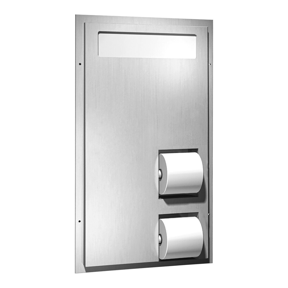 American Specialties, Inc. 10-0484-HCR Partition-Mounted Dual Access Reverse Toilet Seat Cover and Toilet Tissue Dispenser with Clearance for Grab Bar