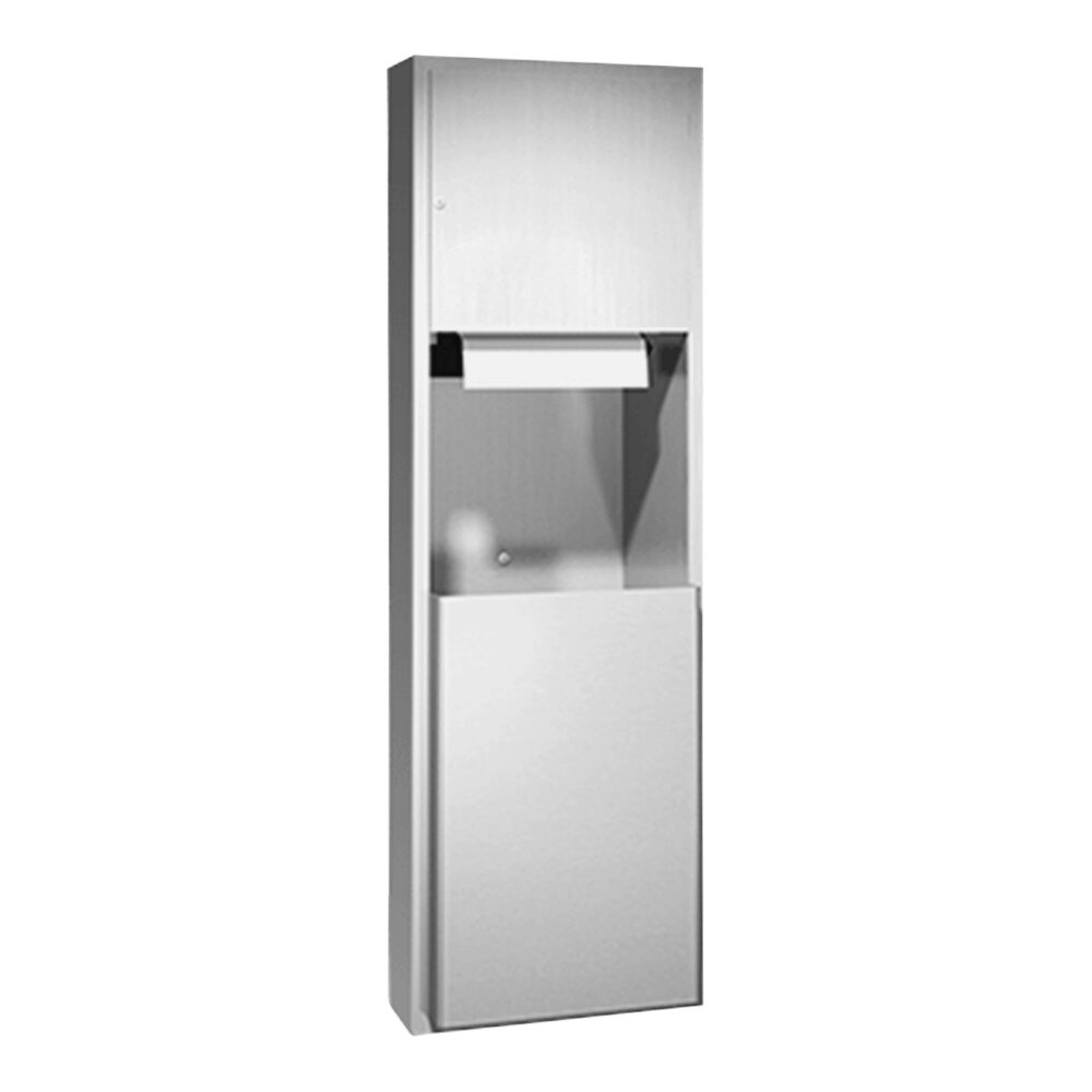 American Specialties, Inc. Traditional 10-04692AC-6 Semi-Recessed AC-Operated Automatic Roll Paper Towel Dispenser with 17 Gallon Waste Receptacle