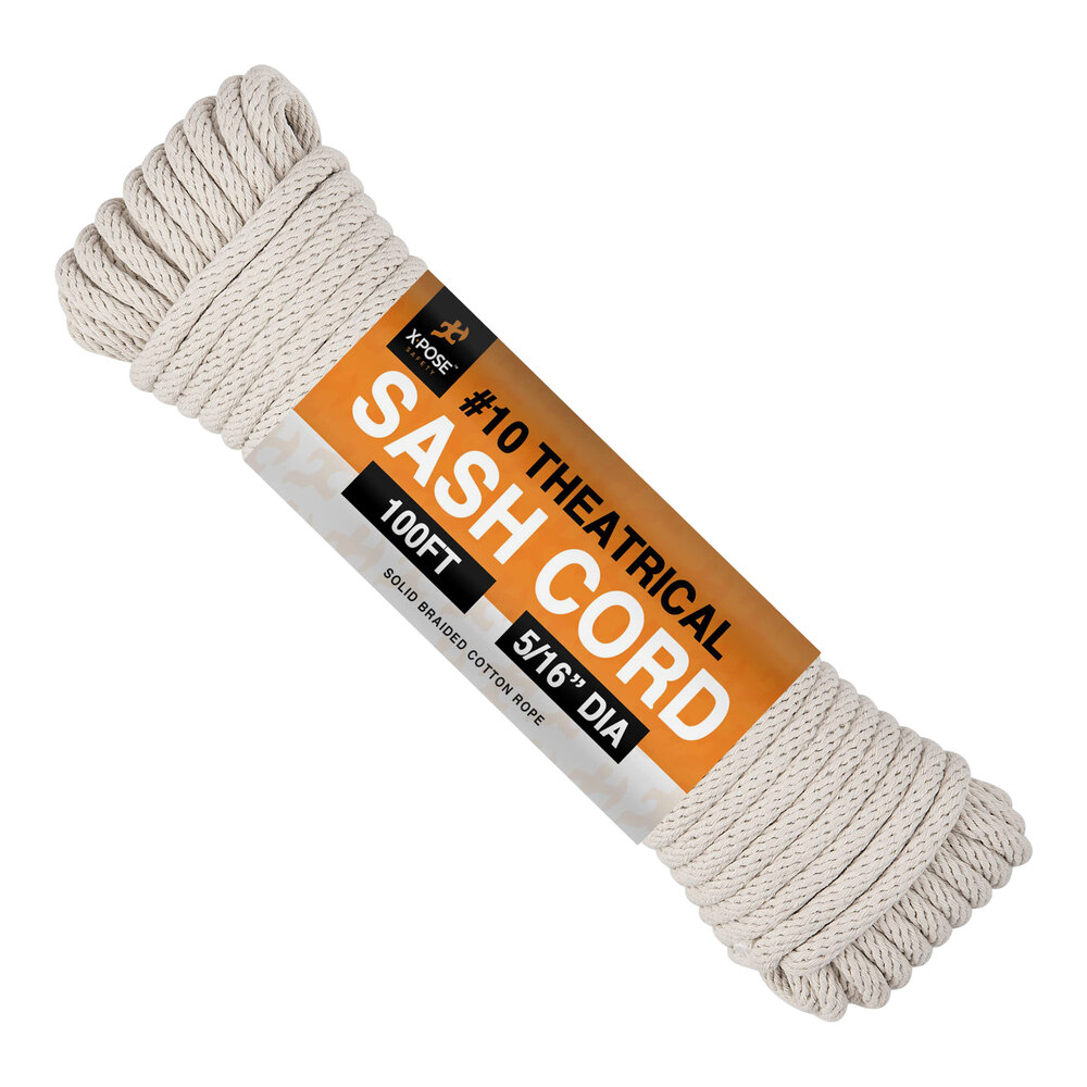 Xpose Safety 5/16'' x 100' White Cotton / Nylon #10 Theatrical Sash Cord / Rope WSC516-100-X