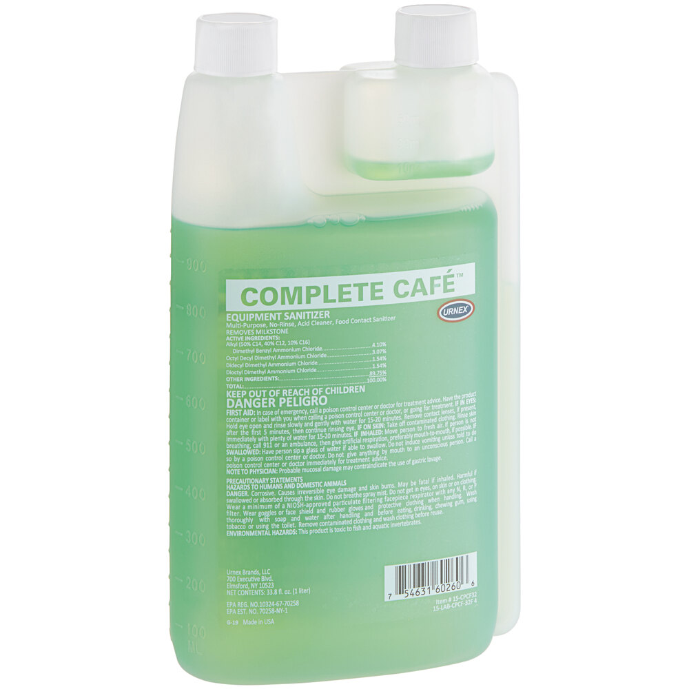 Urnex 15-CCF-UX1DN-02 1 Liter / 33.8 fl. oz. Complete Cafe Coffee Equipment Sanitizer