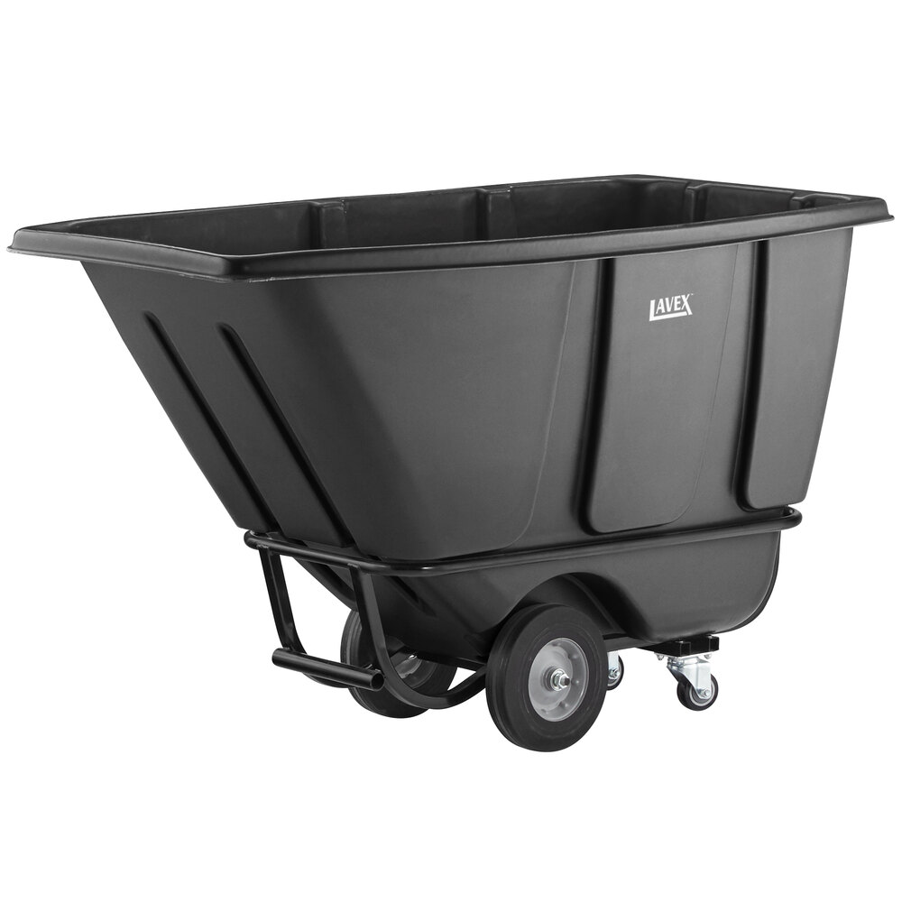 Lavex 0.5 Cubic Yard Black Heavy-Duty Tilt Truck / Trash Cart (850 lb. Capacity)