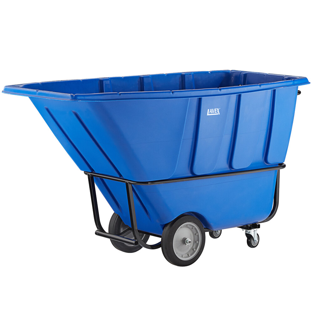 Lavex 1 Cubic Yard Blue Standard-Duty Tilt Truck / Trash Cart (1250 lb. Capacity)