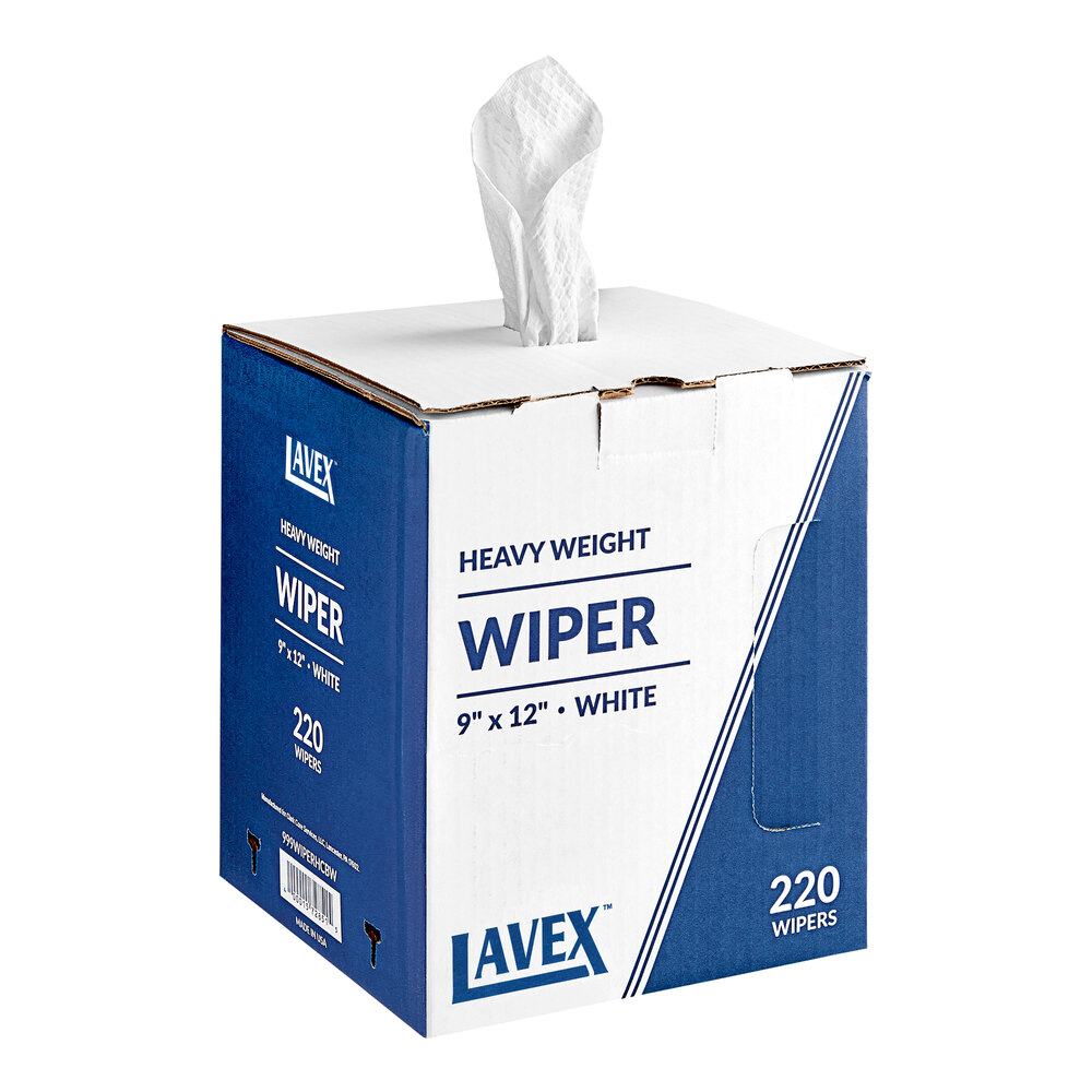 Lavex 9" x 12" White Heavy Weight Industrial Wiper with Center Pull Pop-Up Box - 1,760/Case