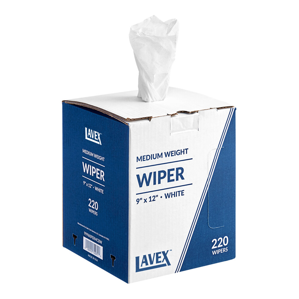 Lavex 9" x 12" White Medium Weight Industrial Wiper with Center Pull Pop-Up Box - 1,760/Case
