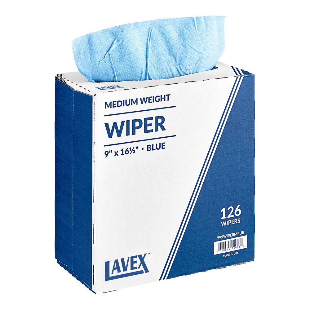 Lavex 9" x 16 1/2" Blue Medium Weight Industrial Wiper with Pop-Up Box - 1,260/Case