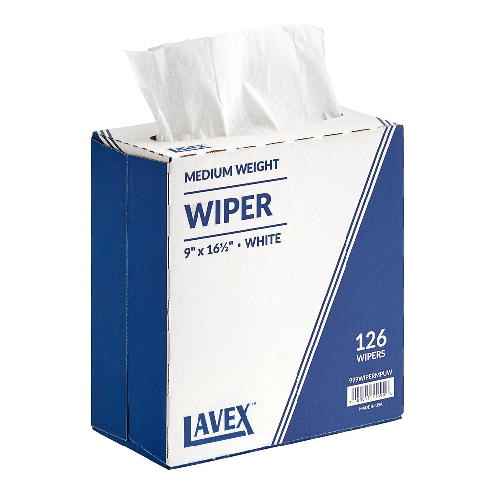 Lavex 9" x 16 1/2" White Medium Weight Industrial Wiper with Pop-Up Box - 1,260/Case