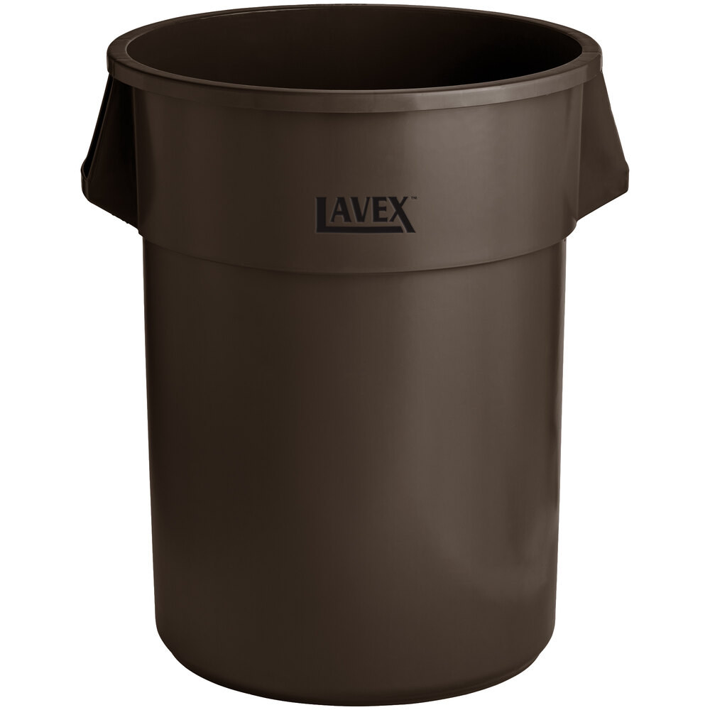 Lavex 55 Gallon Brown Round Commercial Trash Can