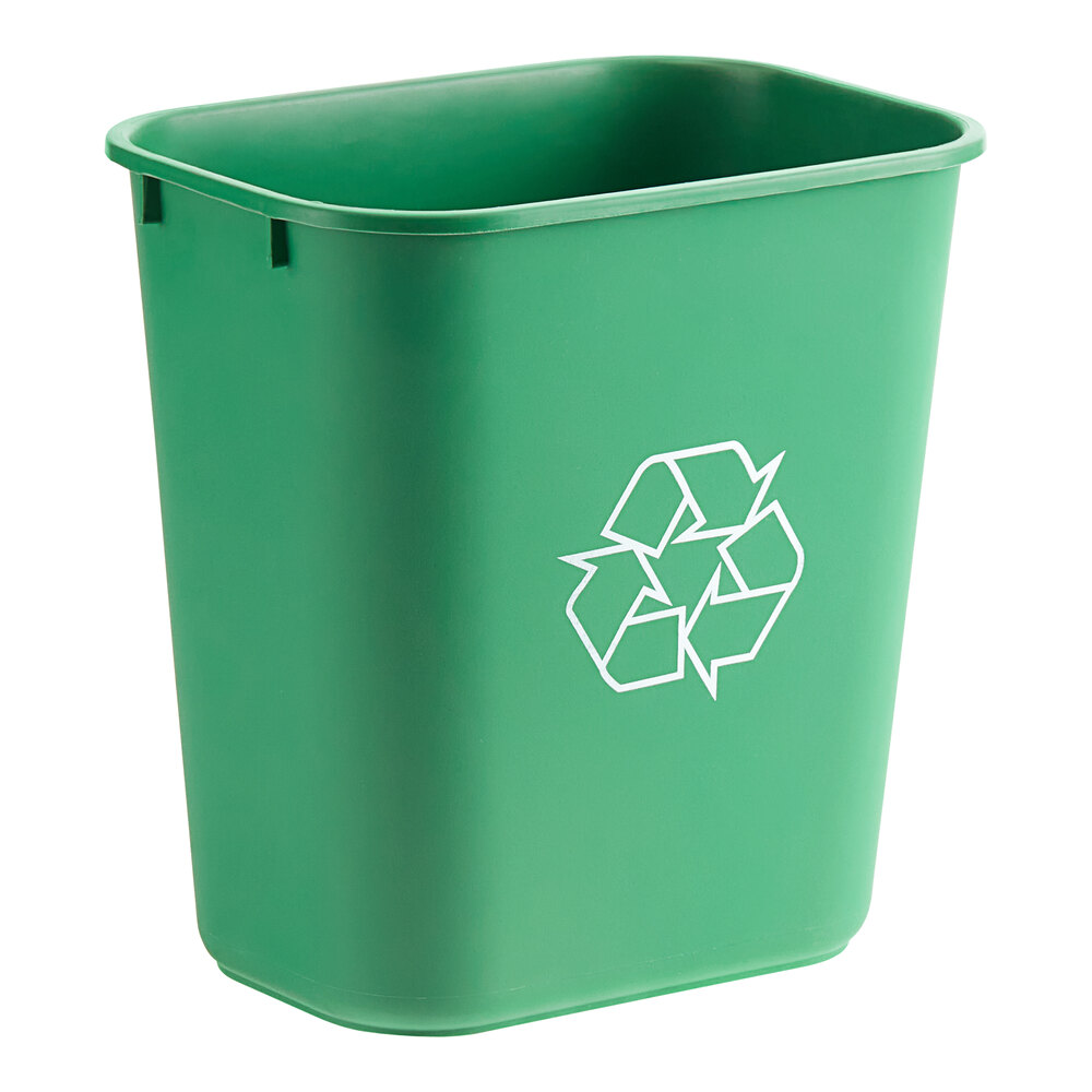 Lavex Janitorial 13 Qt. / 3 Gallon Green Rectangular Recycling Wastebasket