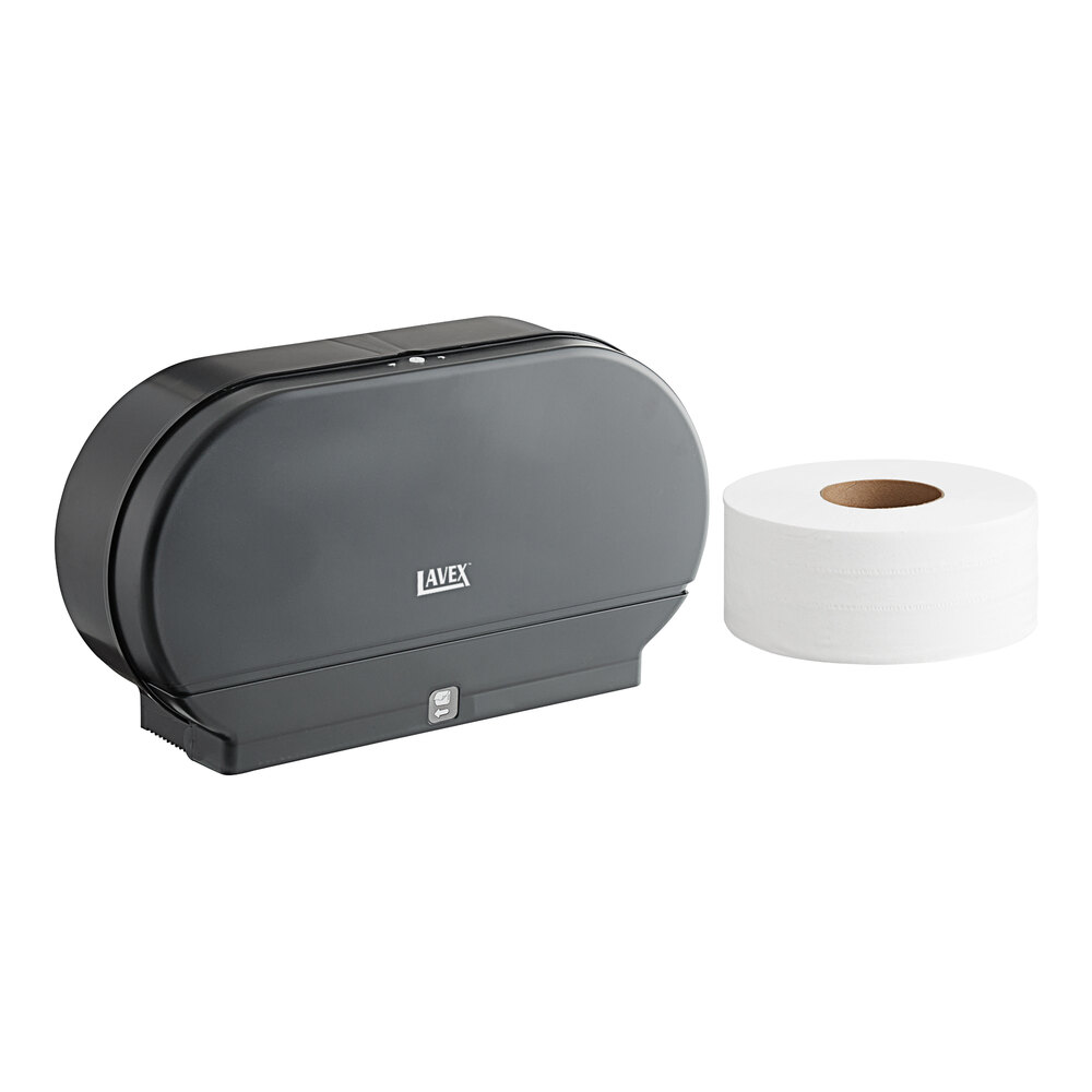 Lavex Double Roll Jumbo Toilet Tissue Dispenser with 12 Toilet Paper Rolls