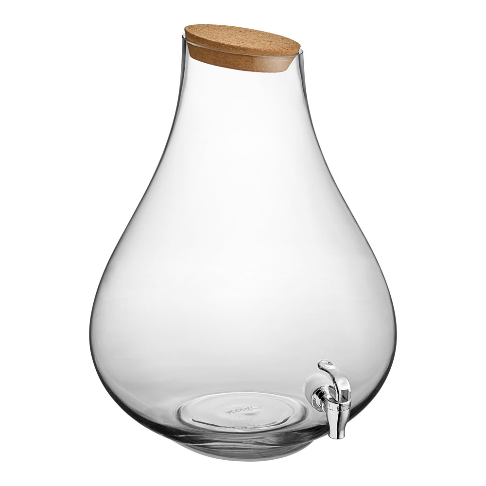 Acopa 4 Gallon Raindrop Glass Beverage Dispenser with Cork Lid
