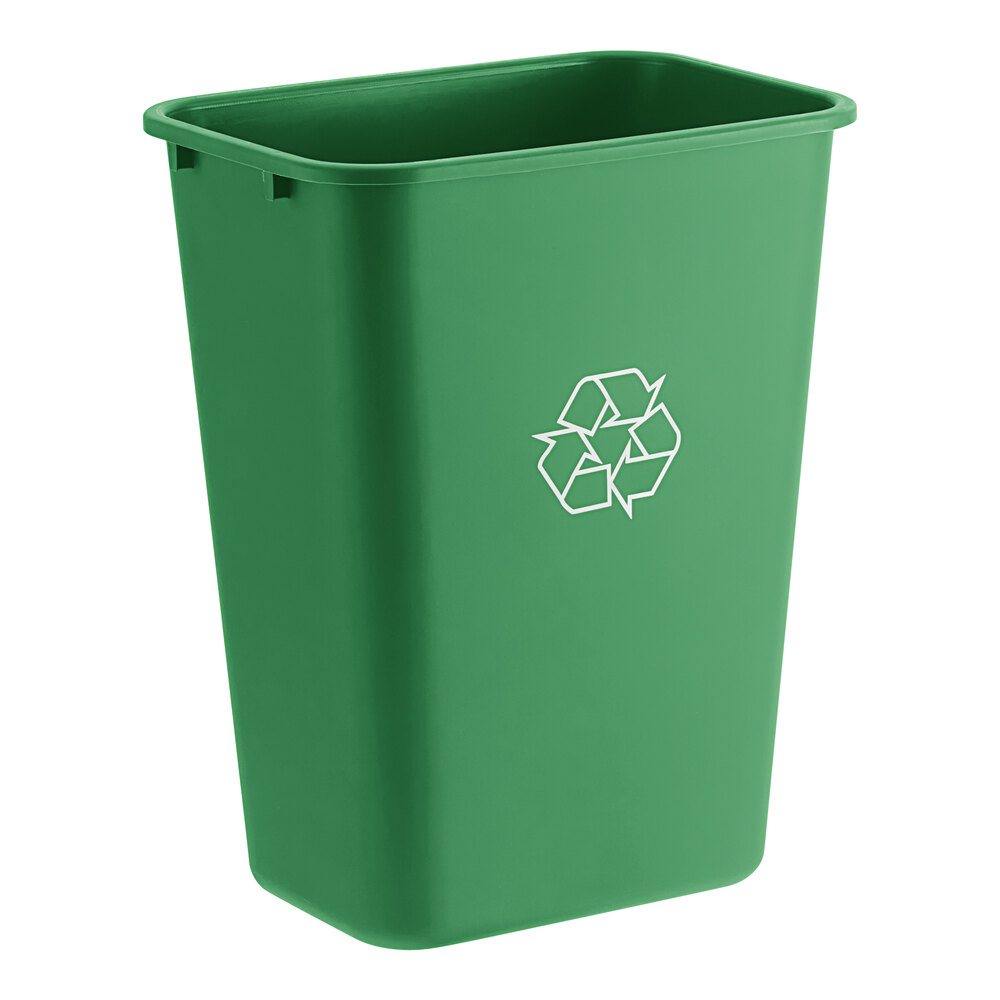Lavex Janitorial 41 Qt. / 10 Gallon Green Rectangular Recycling Wastebasket