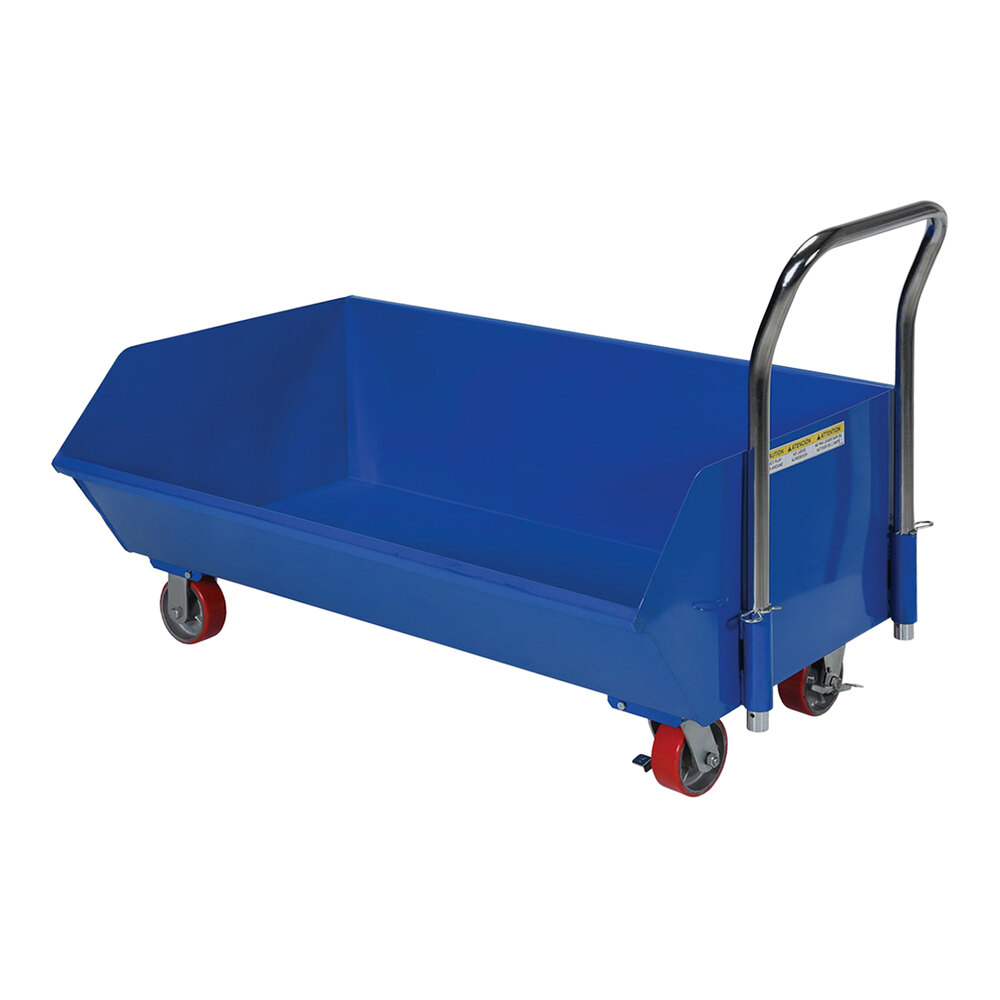 Vestil 0.33 Cubic Yard Mobile Low-Profile Steel Hopper Cart with 2 Rigid / 2 Swivel Casters SLPT-33 - 1,000 lb. Capacity