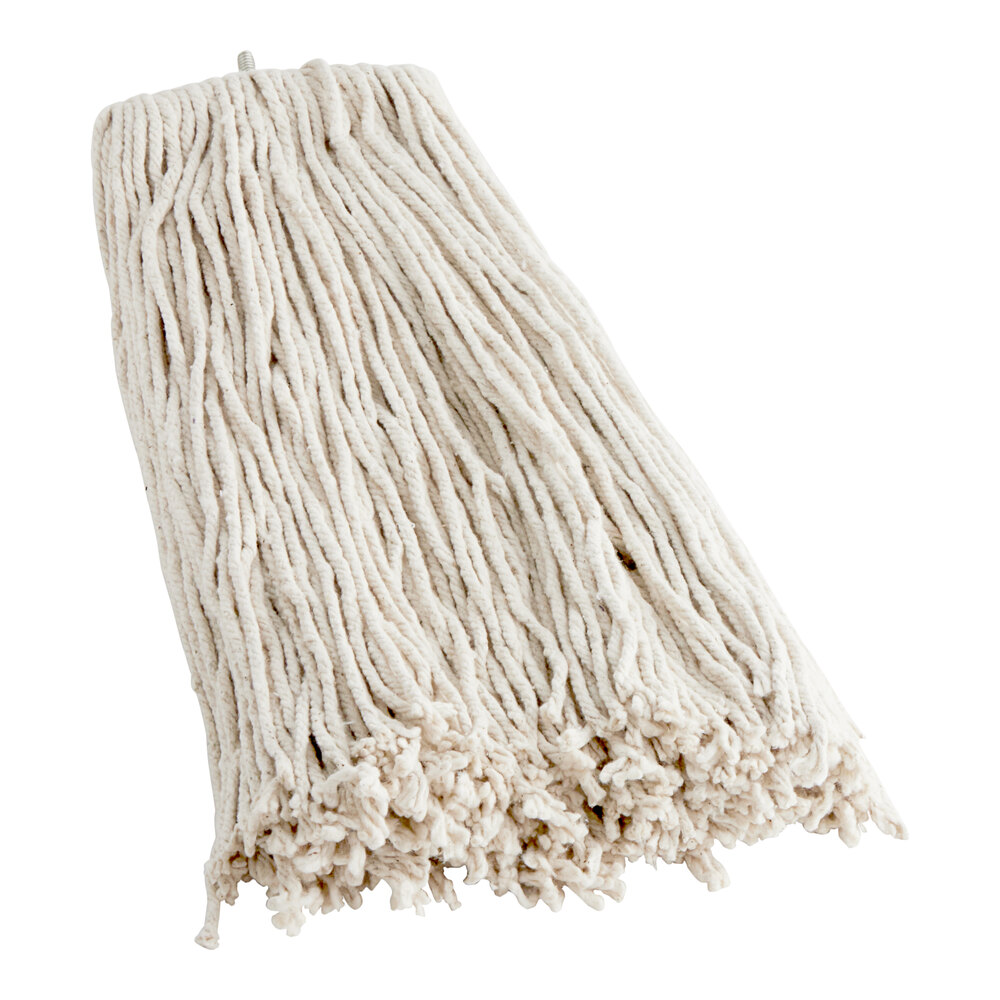 Choice 24 oz. #32 Natural Cotton Cut-End Wet Mop Head with Screw-On Band - 12/Case
