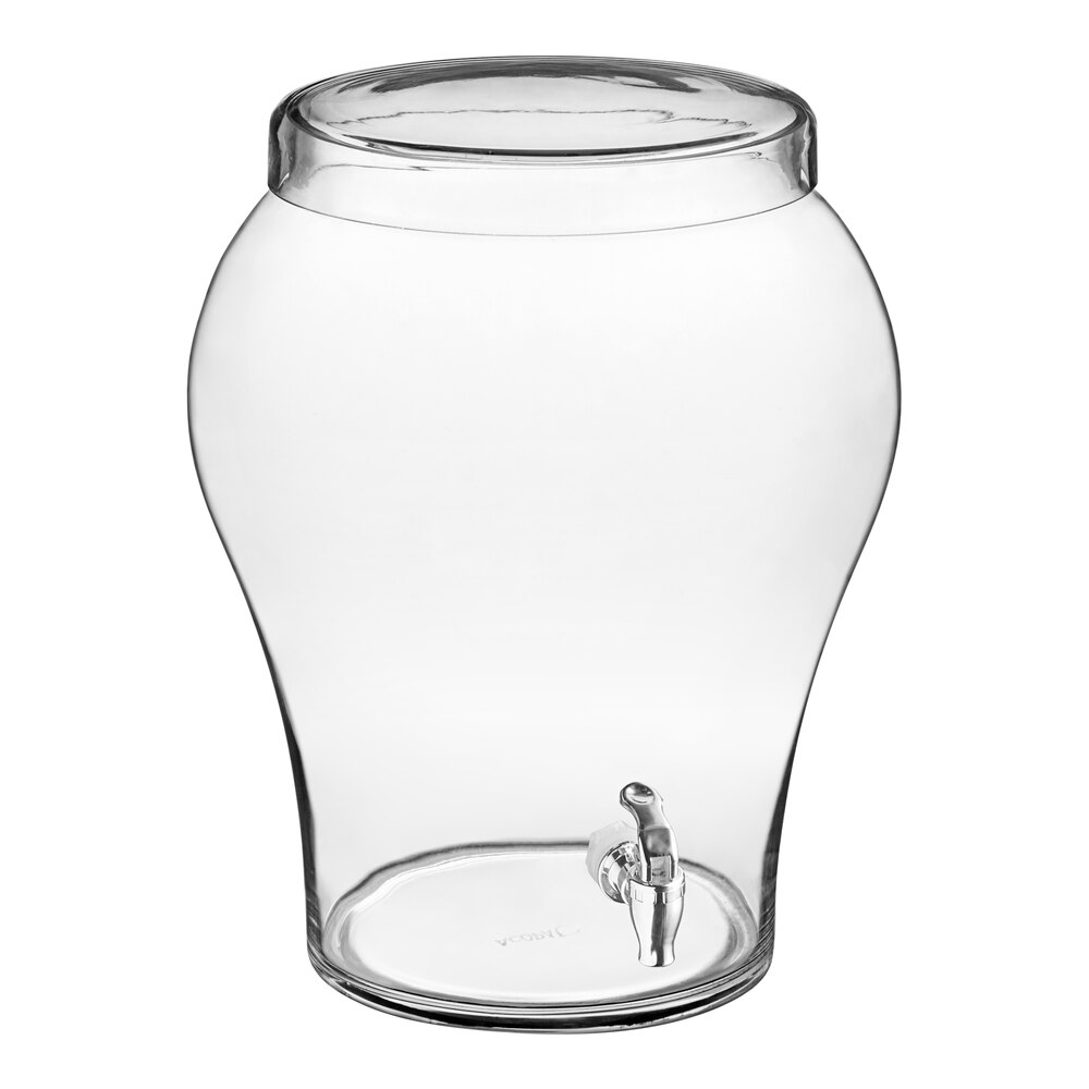Acopa 5 Gallon Curved Glass Beverage Dispenser with Glass Lid