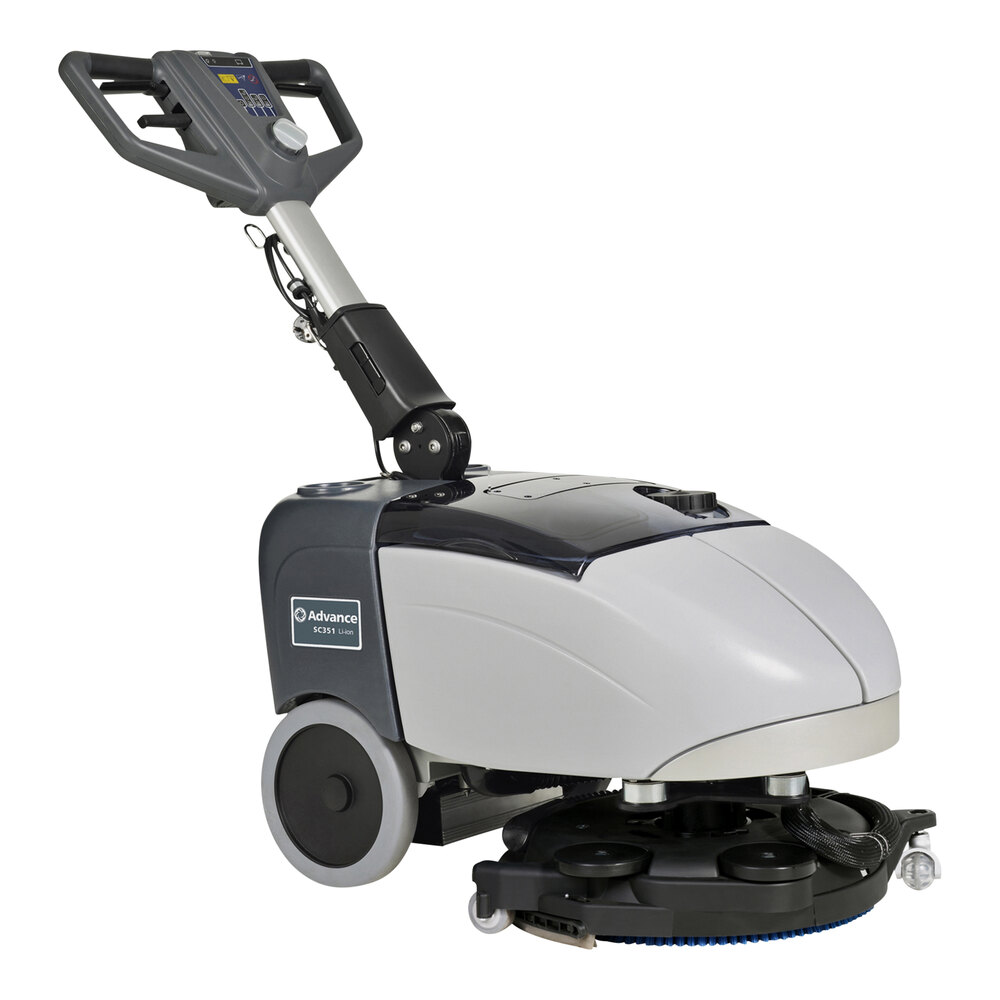Advance 50000622 SC351 14 1/2" Cordless Walk Behind Small Scrubber with 17.4 Ah Lithium-Ion Battery and Charger - 2.9 Gallon, 24V