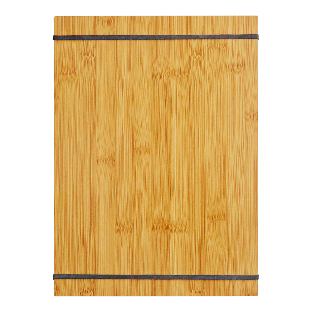 Choice 9" x 12 1/2" Customizable Natural Wood Color Menu Holder / Presenter with Straps