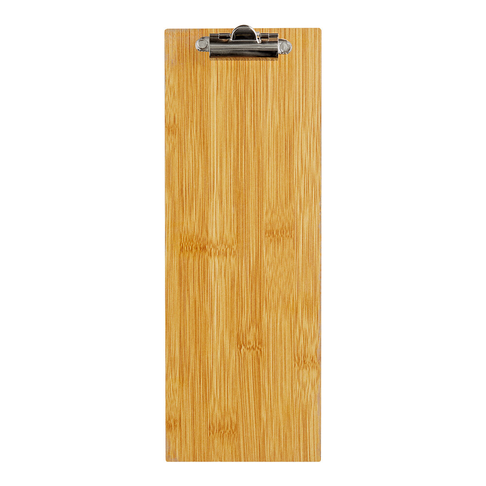 Choice 4 1/2" x 12 1/2" Customizable Natural Wood Color Menu Holder / Presenter with Clip