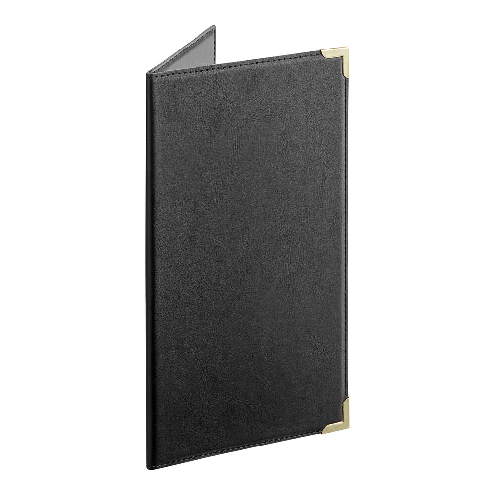 American Metalcraft MCCRBPBL Securit Black Check Presenter with Gold Corners