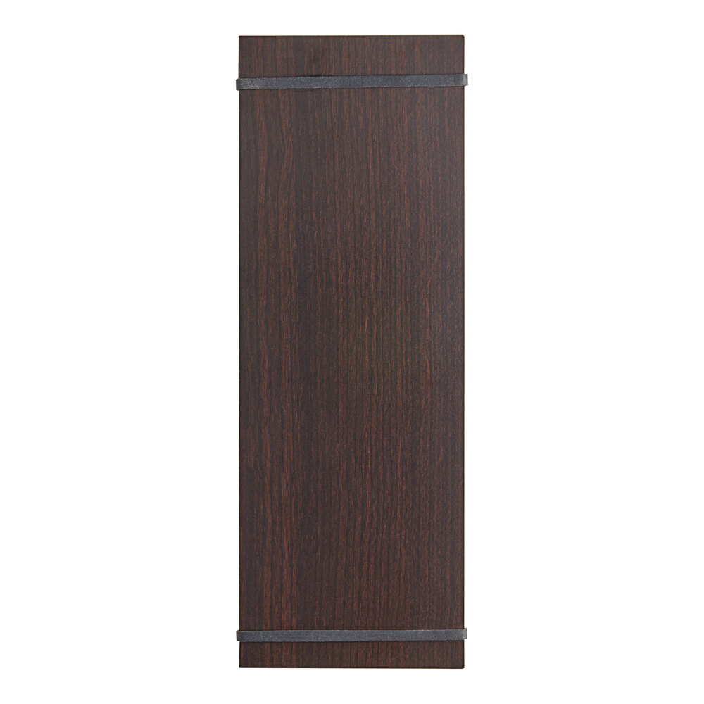 Choice 4 1/2" x 12 1/2" Customizable Dark Wood Color Menu Holder / Presenter with Straps