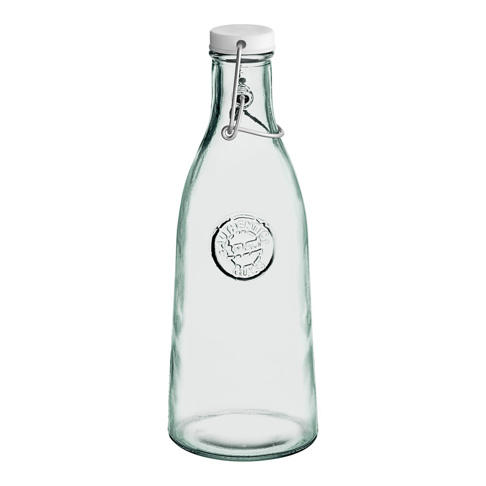 Tablecraft 6621 34 oz. Green Tint Glass Authentic Resealable Carafe Bottle