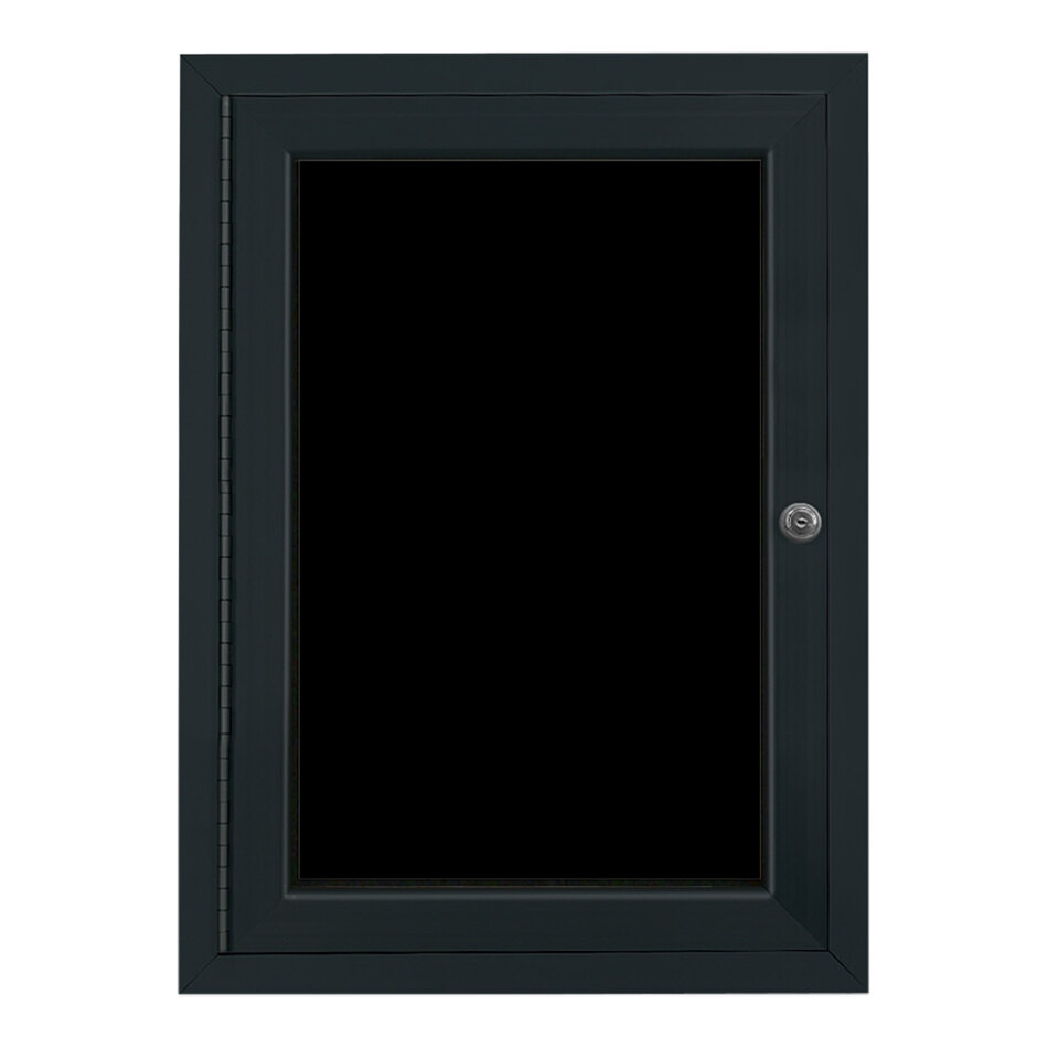 United Visual Products 18" x 24" Black Single Door Enclosed Magnetic Menu Board