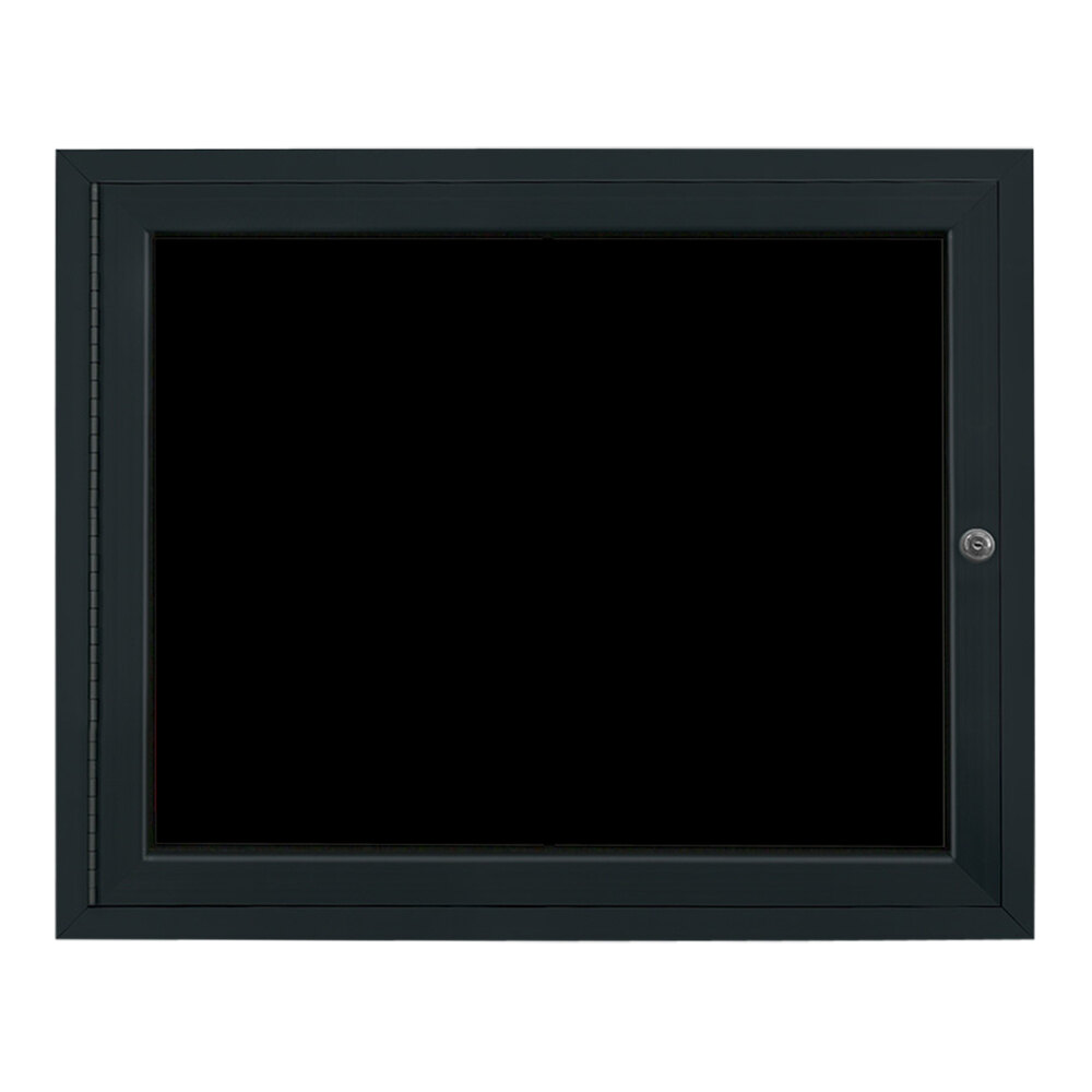 United Visual Products 24" x 18" Black Single Door Enclosed Magnetic Menu Board