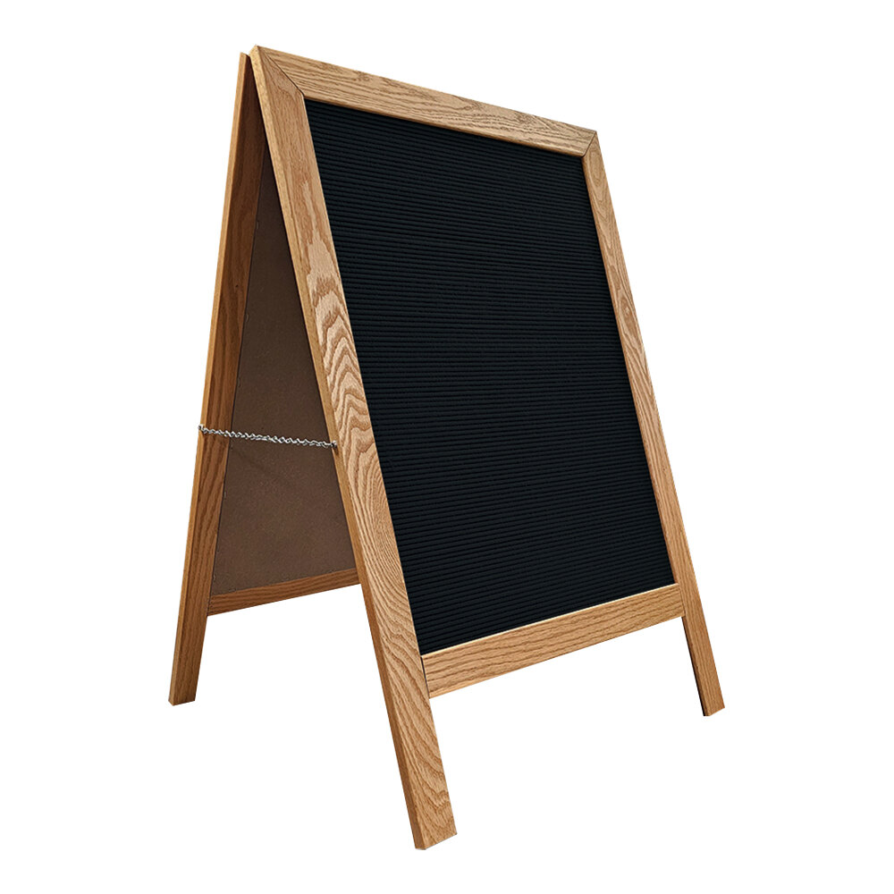 United Visual Products 24" x 30" Black Letterboard A-Frame Sidewalk Sign with Wood Frame