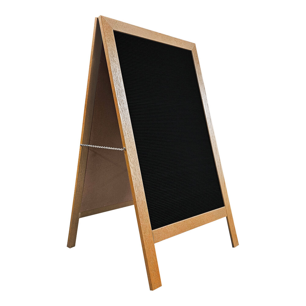 United Visual Products 24" x 36" Black Letterboard A-Frame Sidewalk Sign with Wood Frame
