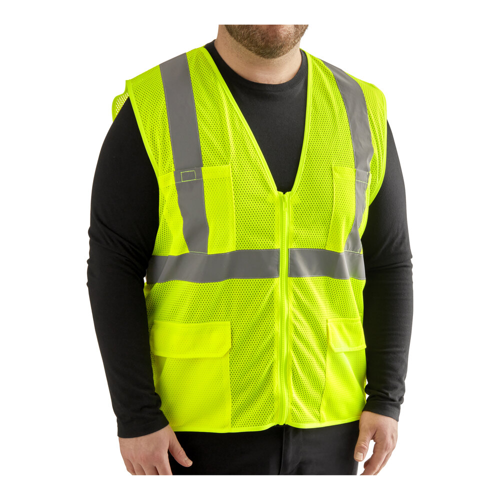Lavex Lime Class 2 High Visibility Surveyor's Mesh Safety Vest - Small