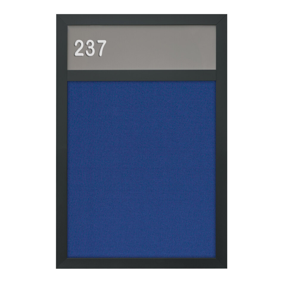 United Visual Products 11" x 17" Hall Identification Board with Blue Felt and Black Frame