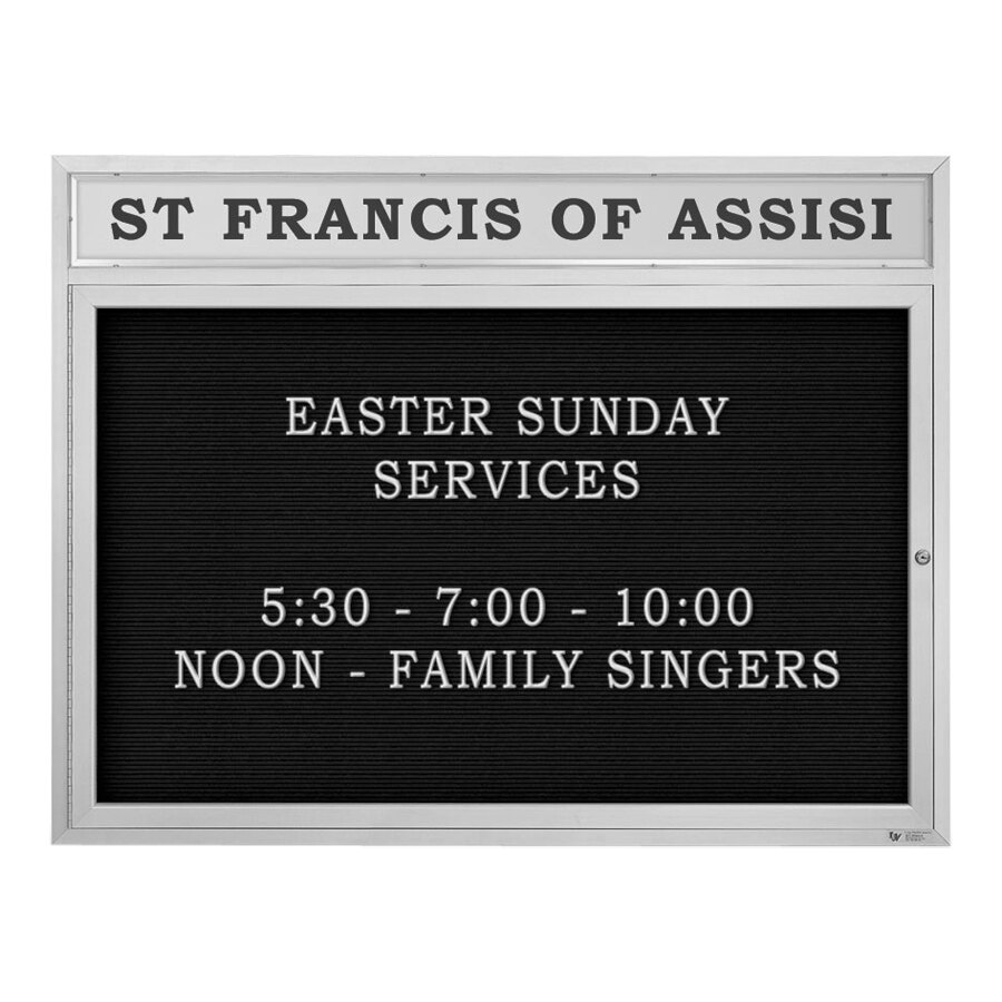 United Visual Products 47" x 36" Satin Single-Sided Enclosed Outdoor Church Letterboard with Header