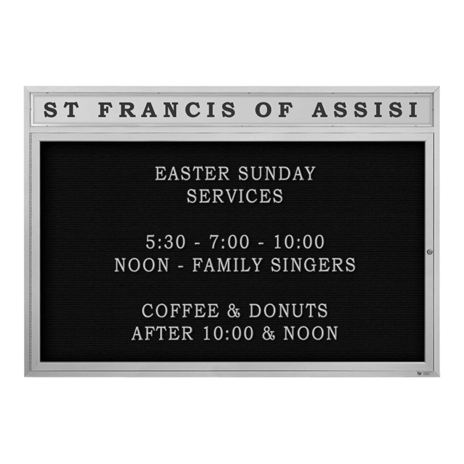 United Visual Products 60" x 42" Satin Single-Sided Enclosed Outdoor Church Letterboard with Header