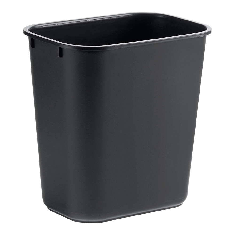 Lavex Janitorial 13 Qt. / 3 Gallon Black Rectangular Wastebasket
