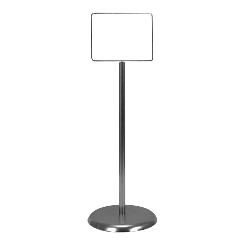 United Visual Products 14" x 11" Chrome Single-Sided Pedestal Sign Holder