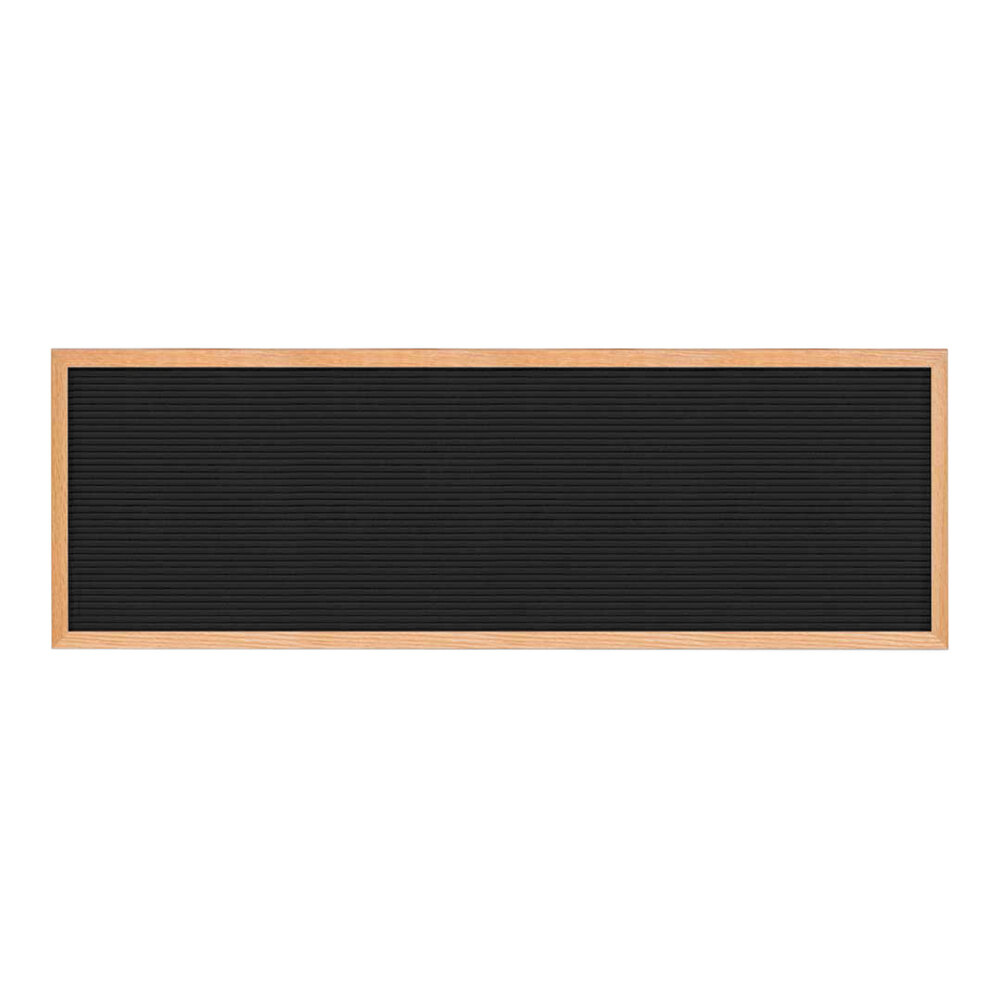 United Visual Products 36" x 12" Black Countertop Menu Letterboard with Light Oak Wood Frame