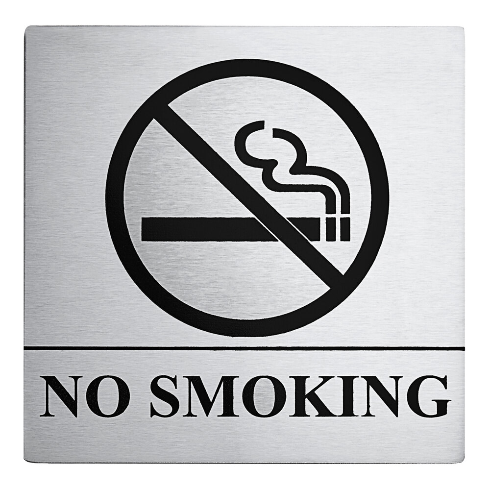 Tablecraft B14 No Smoking Sign - Stainless Steel, 5" x 5"