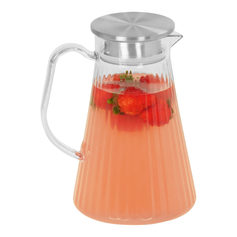 Cal-Mil 50 oz. Ribbed Polycarbonate Pitcher with Stainless Steel Lid 23408