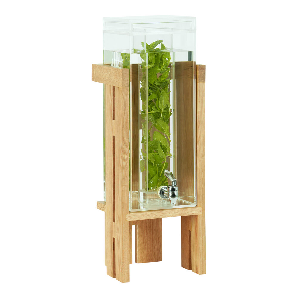 Cal-Mil Sydney 3 Gallon Square Beverage Dispenser with Infusion Chamber and Oak Base 23141-3INF-21
