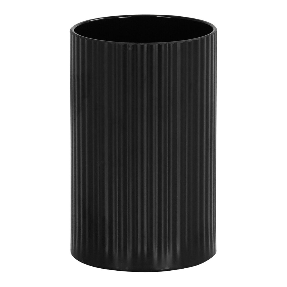 Cal-Mil 30 oz. Black Ribbed Melamine Crock / Condiment Jar 24020-4-13