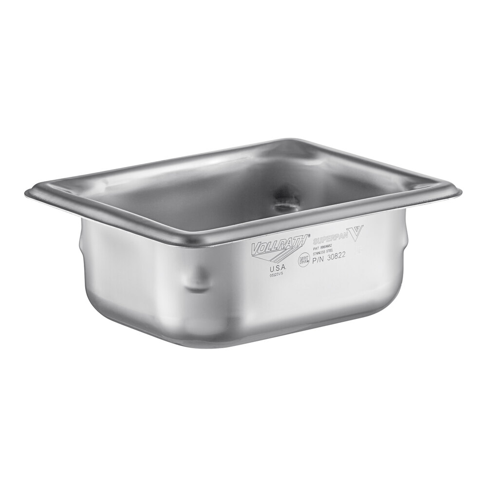 Vollrath 30822 Super Pan V® 1/8 Size 2 1/2" Deep Anti-Jam Stainless Steel Steam Table / Hotel Pan - 22 Gauge