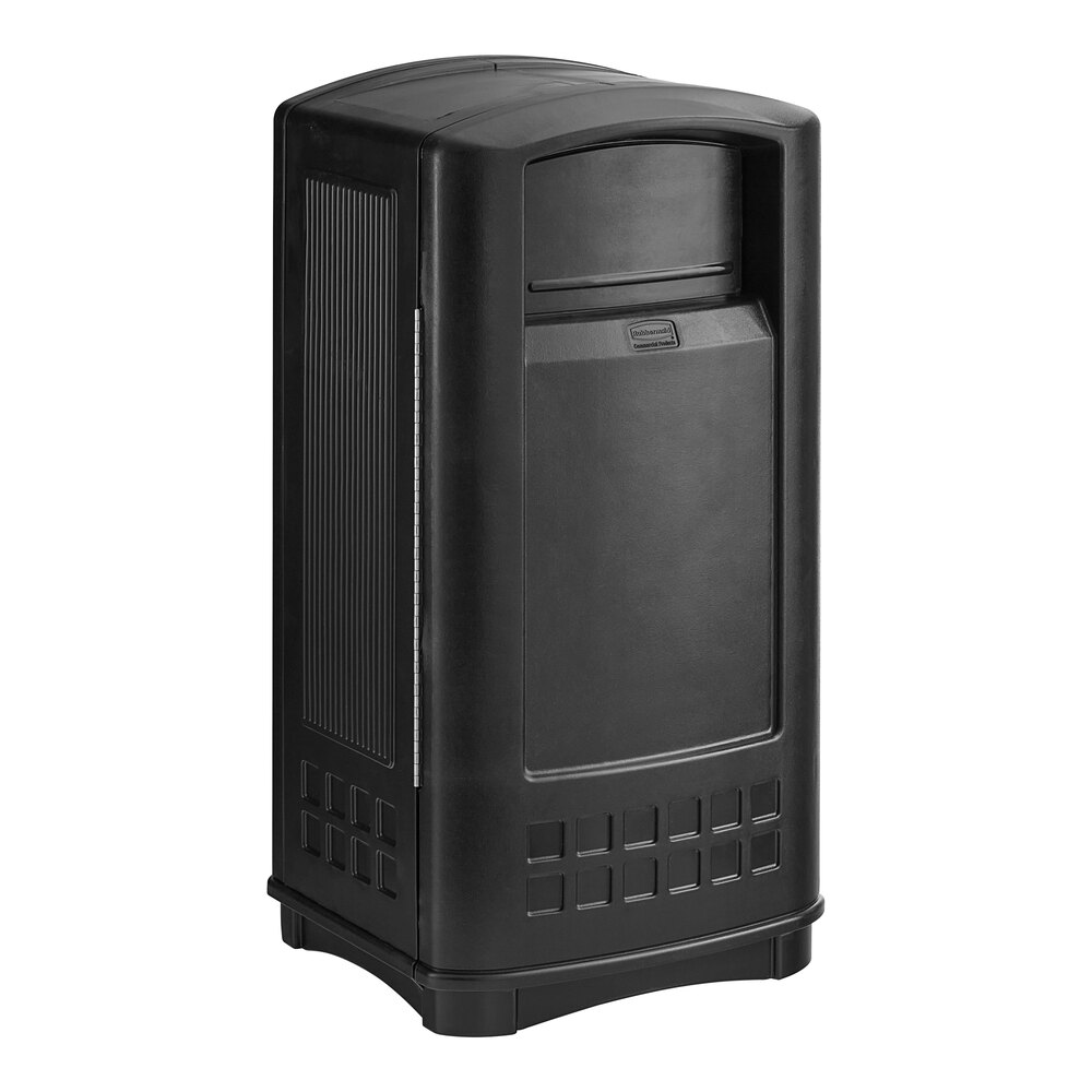 Rubbermaid® FG9P9000BLA Plaza Black Square Junior Container with Side Opening Door 35 Gallon