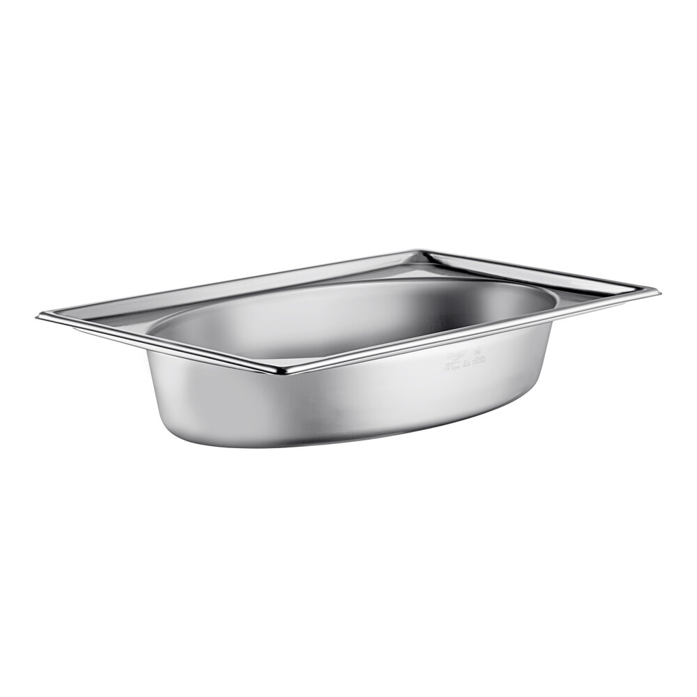 Vollrath 3101040 Super Pan® Full Size 4" Deep Super Shape Stainless Steel Oval Pan - 22 Gauge