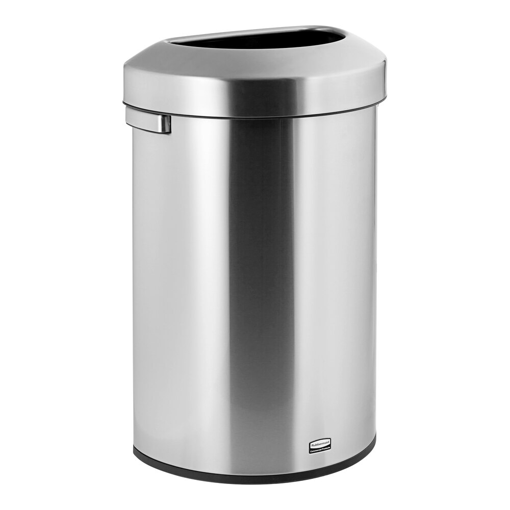 Rubbermaid® Refine 2147582 21 Gallon Stainless Steel Half Round Trash Can