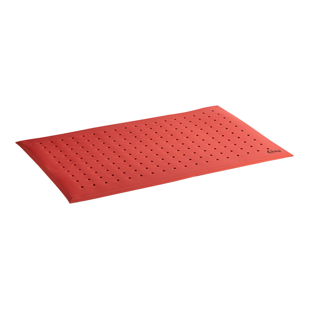 Choice 3' x 5' Red Grease-Proof Anti-Fatigue Closed-Cell Nitrile Rubber Floor Mat with Drainage Holes - 3/4" Thick