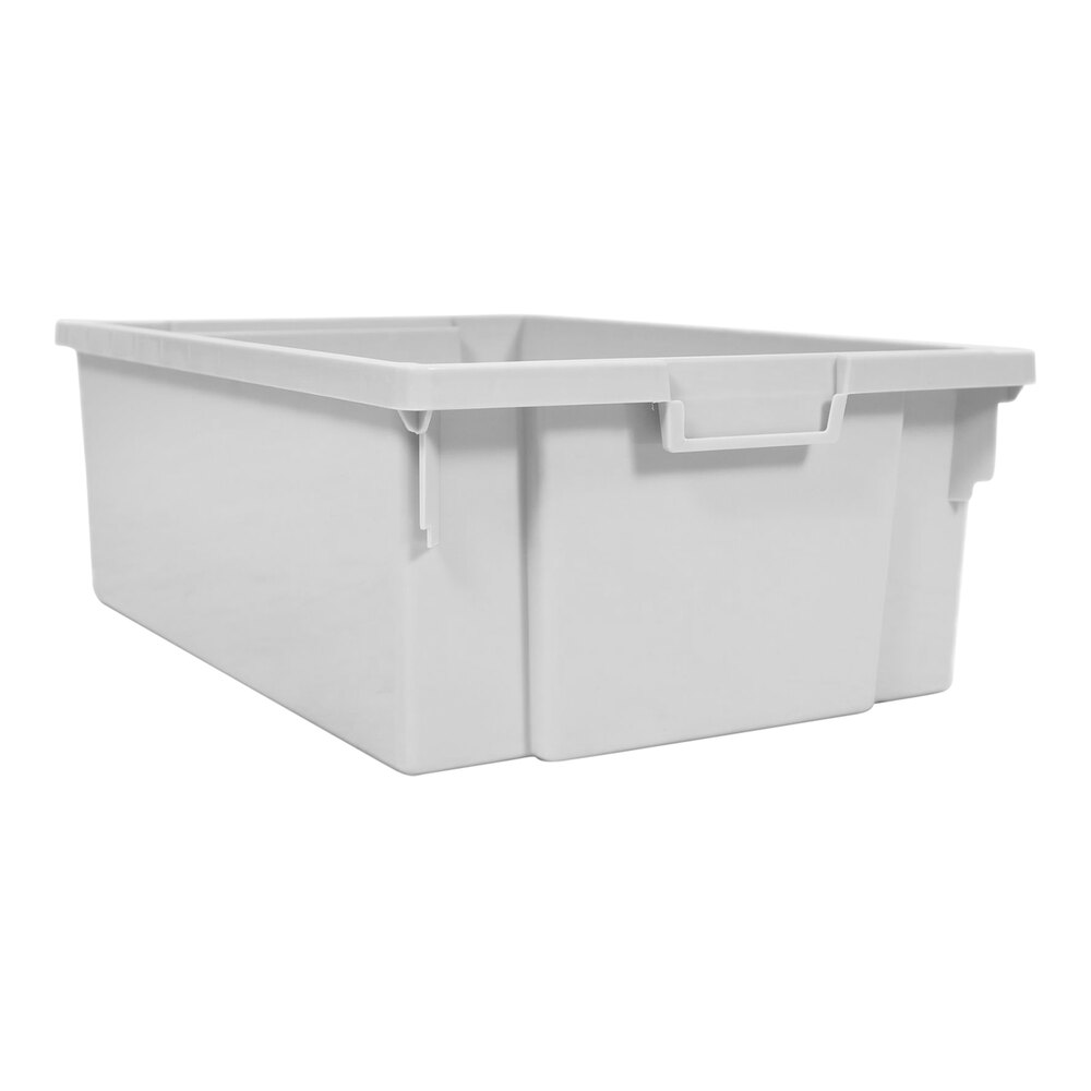 Luxor 12 1/4" x 16 3/4" x 6" Large Gray Stackable Storage Bin MBS-BIN-4L - 4/Case