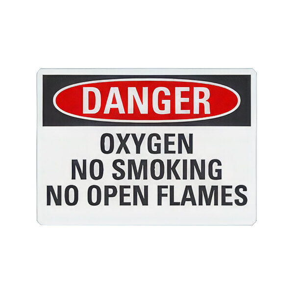 Lavex 10" x 7" Non-Reflective Aluminum "Danger / Oxygen / No Smoking / No Open Flames" Safety Sign