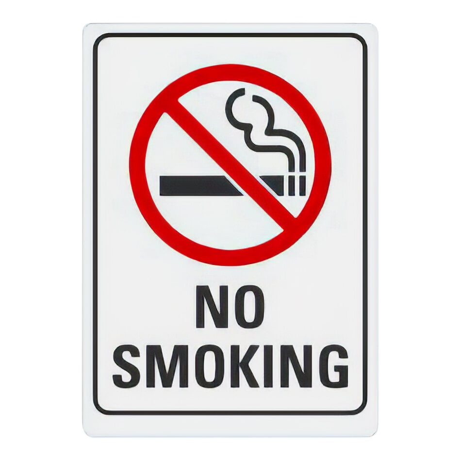 Lavex 10" x 7" Non-Reflective Plastic "No Smoking" Sign With No-Smoking Symbol And Black Border